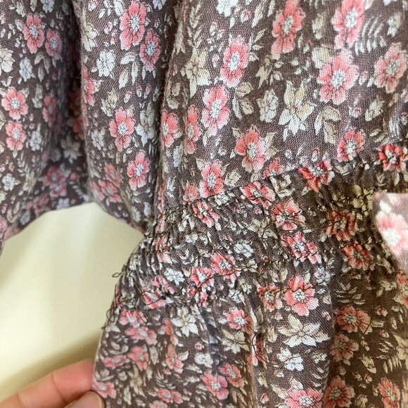 Peasant Blouse & Maxi Skirt Set Vintage Calico Floral Print Home Made - Picture 4 of 11